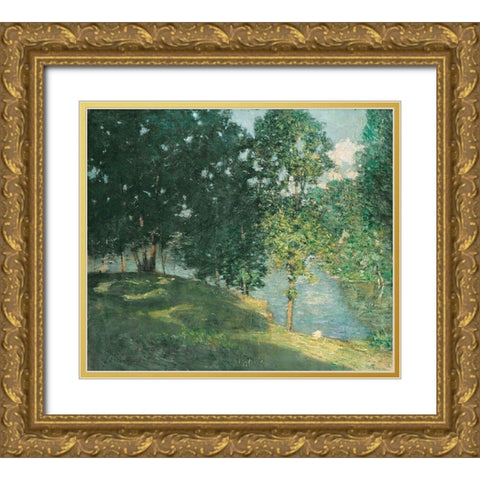 Afternoon Reflection Gold Ornate Wood Framed Art Print with Double Matting by Stellar Design Studio