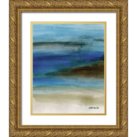 Coastal Abstraction 1 Gold Ornate Wood Framed Art Print with Double Matting by Stellar Design Studio