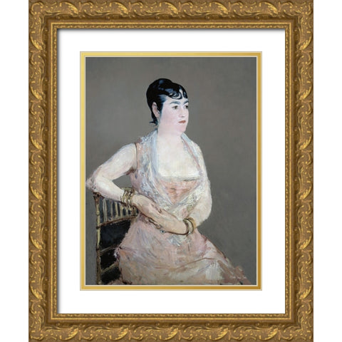 Lady in Pink Gold Ornate Wood Framed Art Print with Double Matting by Stellar Design Studio