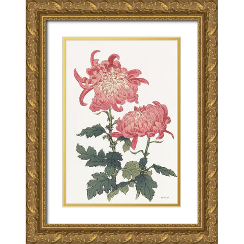 Pink Floral 3 Gold Ornate Wood Framed Art Print with Double Matting by Stellar Design Studio