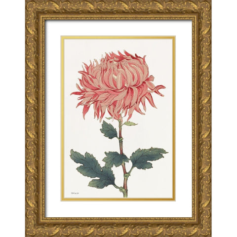 Pink Floral 4  Gold Ornate Wood Framed Art Print with Double Matting by Stellar Design Studio