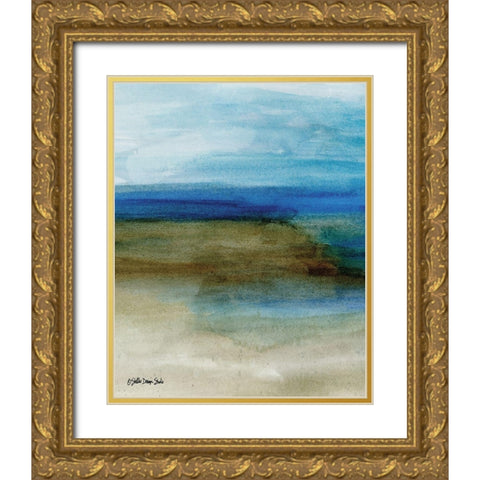 Coastal Abstraction 2 Gold Ornate Wood Framed Art Print with Double Matting by Stellar Design Studio