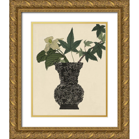 Ebony Vase 1 Gold Ornate Wood Framed Art Print with Double Matting by Stellar Design Studio