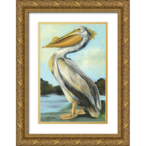 The Grand Pelican Gold Ornate Wood Framed Art Print with Double Matting by Stellar Design Studio