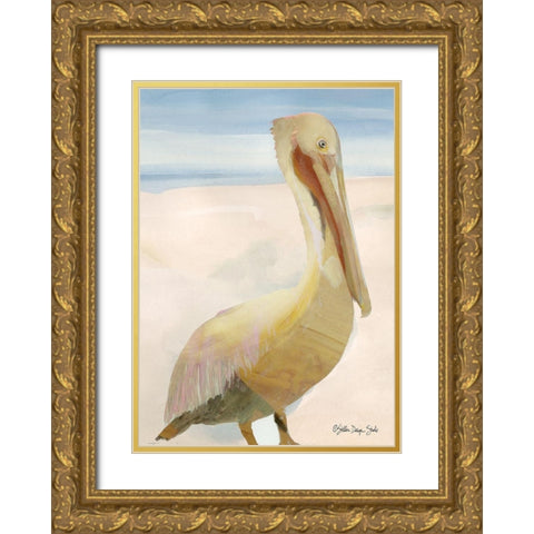 Pelican 1 Gold Ornate Wood Framed Art Print with Double Matting by Stellar Design Studio