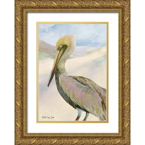 Pelican 2 Gold Ornate Wood Framed Art Print with Double Matting by Stellar Design Studio