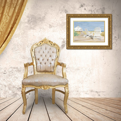 Beach Chairs 1 Gold Ornate Wood Framed Art Print with Double Matting by Stellar Design Studio