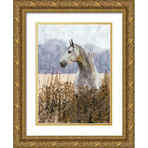 Beauty Gold Ornate Wood Framed Art Print with Double Matting by Stellar Design Studio