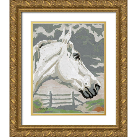 Painted Horse 1 Gold Ornate Wood Framed Art Print with Double Matting by Stellar Design Studio