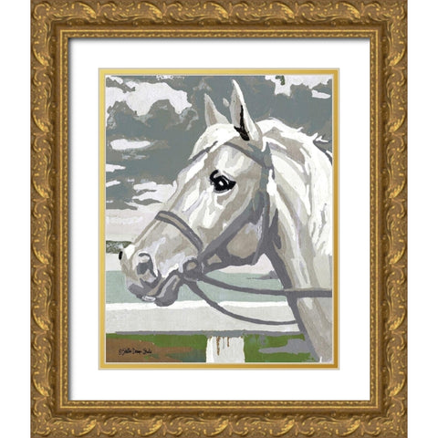 Painted Horse 2 Gold Ornate Wood Framed Art Print with Double Matting by Stellar Design Studio