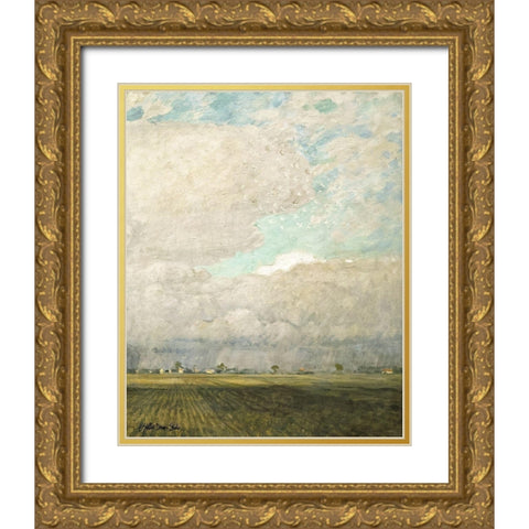 Pasture Land Gold Ornate Wood Framed Art Print with Double Matting by Stellar Design Studio