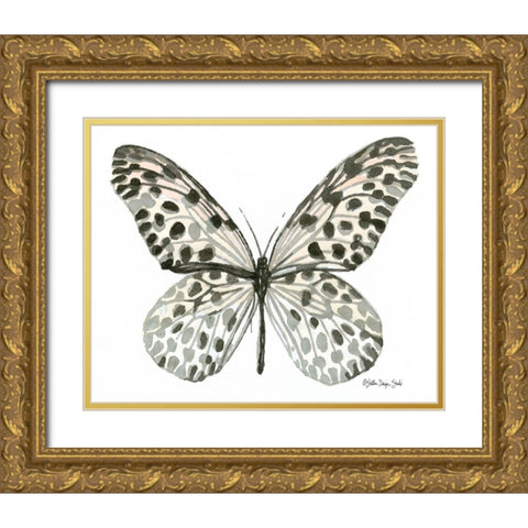 Butterfly 3 Gold Ornate Wood Framed Art Print with Double Matting by Stellar Design Studio