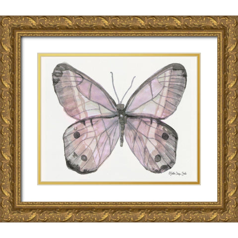 Butterfly 5 Gold Ornate Wood Framed Art Print with Double Matting by Stellar Design Studio