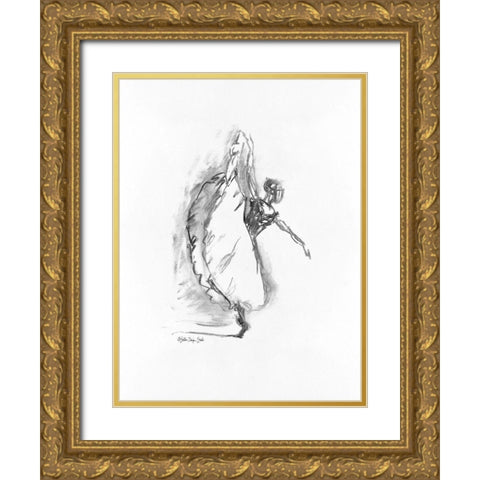 Dance Figure 4 Gold Ornate Wood Framed Art Print with Double Matting by Stellar Design Studio
