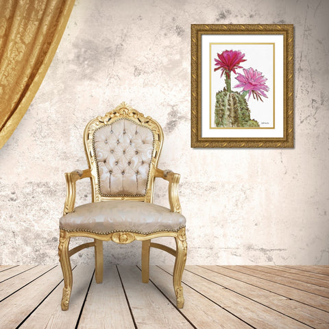 Cactus Flower 2    Gold Ornate Wood Framed Art Print with Double Matting by Stellar Design Studio