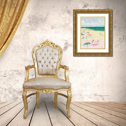 Beach Days 2 Gold Ornate Wood Framed Art Print with Double Matting by Stellar Design Studio