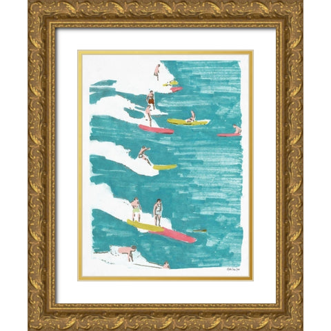 Surfs Up 2 Gold Ornate Wood Framed Art Print with Double Matting by Stellar Design Studio