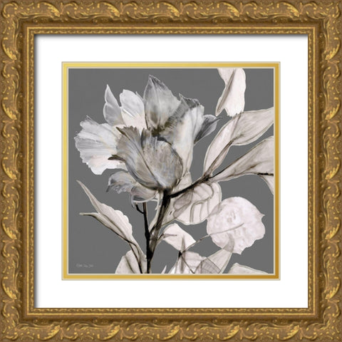 Floral in Gray 2 Gold Ornate Wood Framed Art Print with Double Matting by Stellar Design Studio