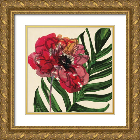 Tropical Floral 1 Gold Ornate Wood Framed Art Print with Double Matting by Stellar Design Studio
