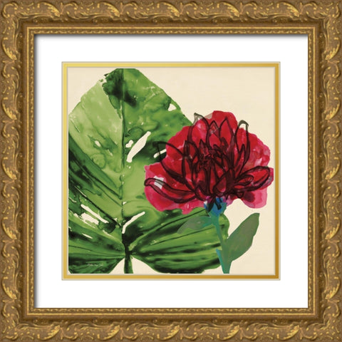 Tropical Floral 2 Gold Ornate Wood Framed Art Print with Double Matting by Stellar Design Studio