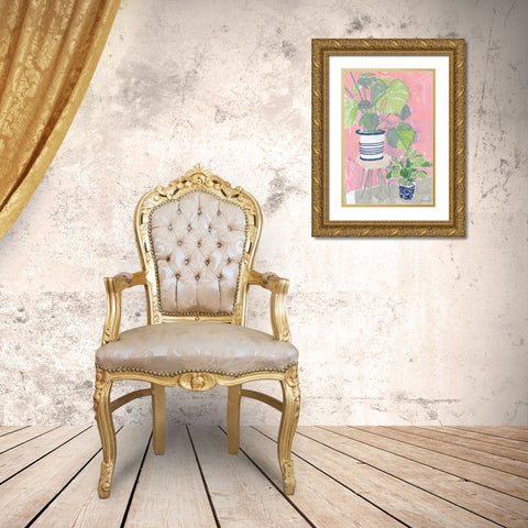 Potted Still Life Gold Ornate Wood Framed Art Print with Double Matting by Stellar Design Studio