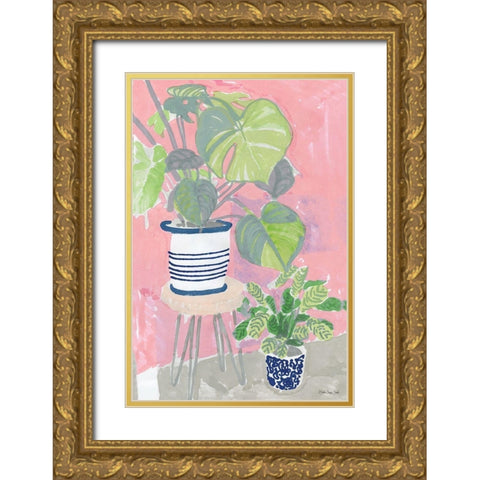 Potted Still Life Gold Ornate Wood Framed Art Print with Double Matting by Stellar Design Studio