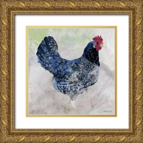 Rooster 1 Gold Ornate Wood Framed Art Print with Double Matting by Stellar Design Studio