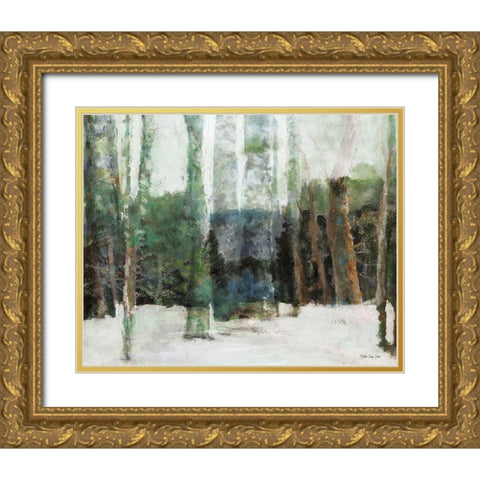 Winter Forest Gold Ornate Wood Framed Art Print with Double Matting by Stellar Design Studio