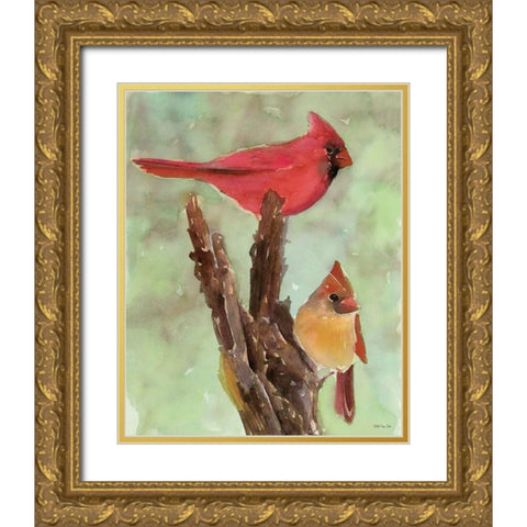 Cardinal 1 Gold Ornate Wood Framed Art Print with Double Matting by Stellar Design Studio