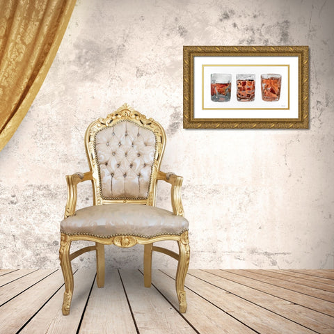 Bourbon Glasses 2 Gold Ornate Wood Framed Art Print with Double Matting by Stellar Design Studio