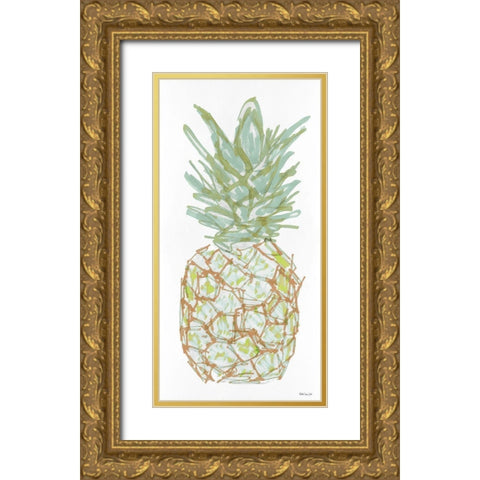 Sketchy Pineapple 2 Gold Ornate Wood Framed Art Print with Double Matting by Stellar Design Studio