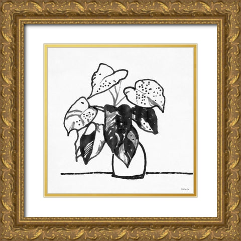 Urn with Plant Gold Ornate Wood Framed Art Print with Double Matting by Stellar Design Studio