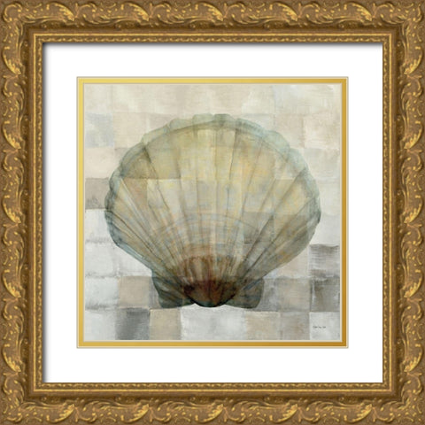Scallop Shell Gold Ornate Wood Framed Art Print with Double Matting by Stellar Design Studio