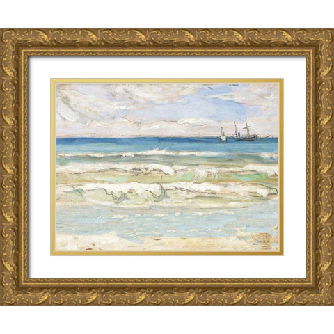 Crash Ashore II Gold Ornate Wood Framed Art Print with Double Matting by Stellar Designs Studio