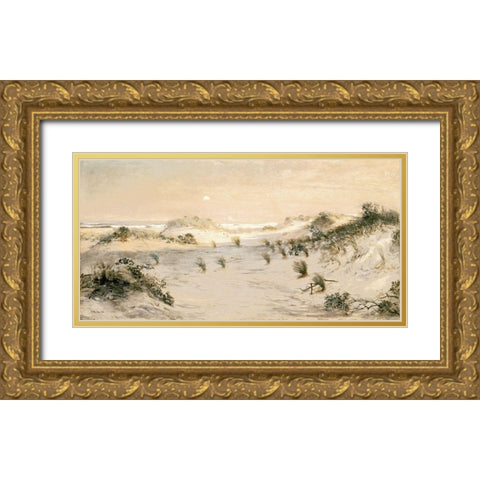 Beach Dunes Gold Ornate Wood Framed Art Print with Double Matting by Stellar Design Studio