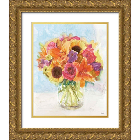 Vase with Flowers I Gold Ornate Wood Framed Art Print with Double Matting by Stellar Design Studio