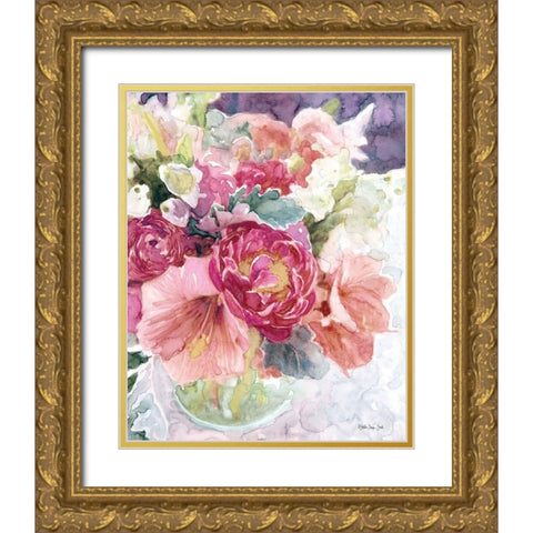 Garden Vase Gold Ornate Wood Framed Art Print with Double Matting by Stellar Design Studio