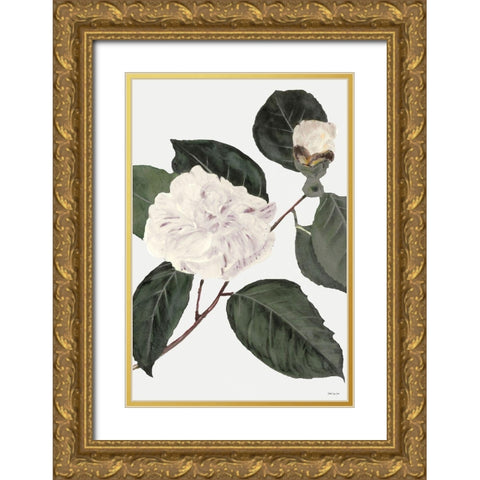 White Botanical I Gold Ornate Wood Framed Art Print with Double Matting by Stellar Design Studio