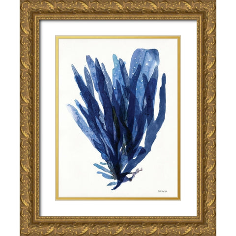 Transparent Indigo Sea Grass II Gold Ornate Wood Framed Art Print with Double Matting by Stellar Design Studio