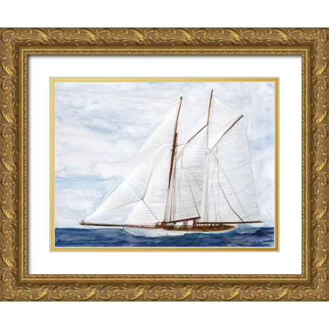 Sailing Gold Ornate Wood Framed Art Print with Double Matting by Stellar Design Studio