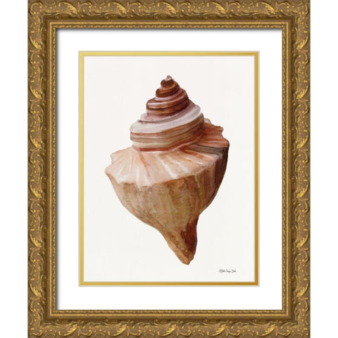 Neutral Shell Collection 4 Gold Ornate Wood Framed Art Print with Double Matting by Stellar Design Studio