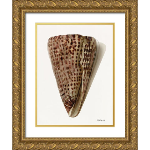 Neutral Shell Collection 6 Gold Ornate Wood Framed Art Print with Double Matting by Stellar Design Studio