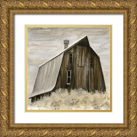 Rustic Barn Gold Ornate Wood Framed Art Print with Double Matting by Stellar Design Studio