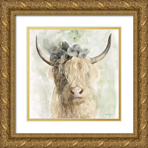 Cow and Crown I Gold Ornate Wood Framed Art Print with Double Matting by Stellar Design Studio