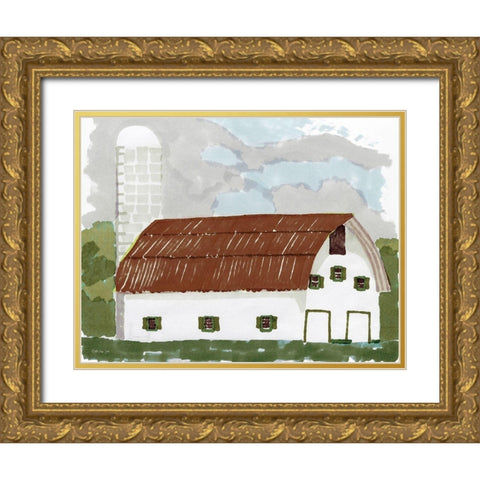 Barn Study II Gold Ornate Wood Framed Art Print with Double Matting by Stellar Design Studio