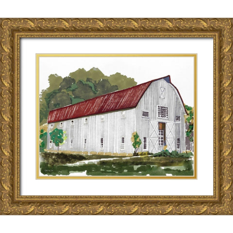 Barn Study III Gold Ornate Wood Framed Art Print with Double Matting by Stellar Design Studio