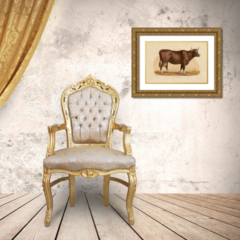 Cow Gold Ornate Wood Framed Art Print with Double Matting by Stellar Designs Studio
