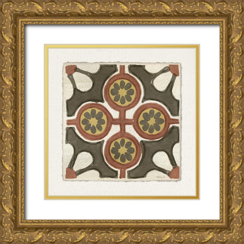 Moroccan Tile Pattern II Gold Ornate Wood Framed Art Print with Double Matting by Stellar Designs Studio