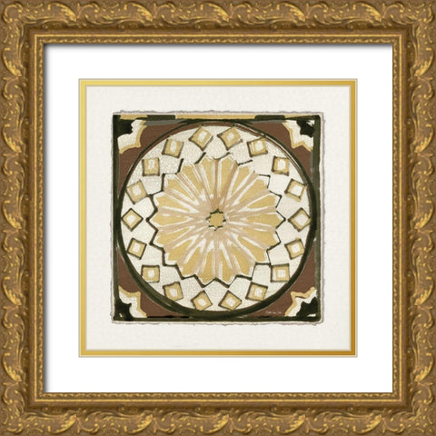 Moroccan Tile Pattern IV Gold Ornate Wood Framed Art Print with Double Matting by Stellar Designs Studio