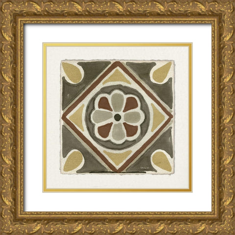 Moroccan Tile Pattern VII Gold Ornate Wood Framed Art Print with Double Matting by Stellar Designs Studio